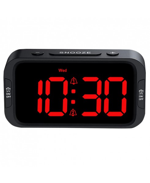 Riptunes Riptunes 1.4-inch Red Digit Alarm Clock with Dual Alarm Settings (WAS142K) - Black
