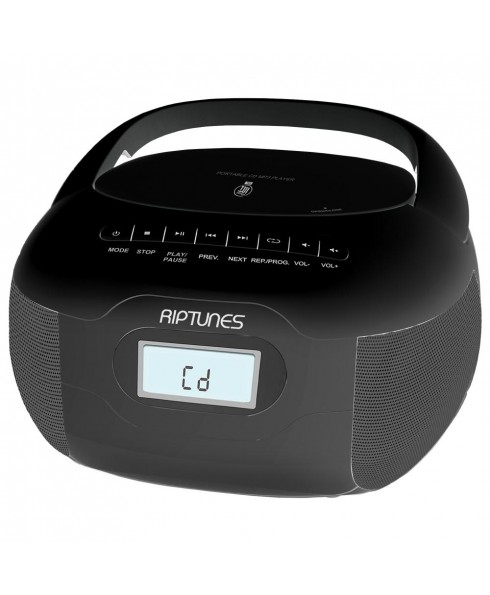 Riptunes Riptunes CD MP3 BOOMBOX with Bluetooth Aux-in USB, Phones jack, AC/DC Powered  Kosher with No Radio - Black