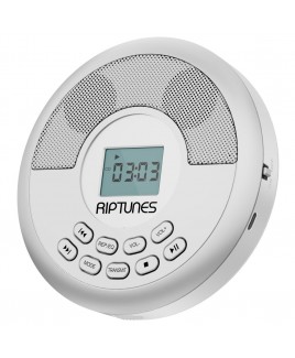 Personal MP3 CD Player, with built in speakers, Bluetooth, USB playback, Built-in Rechargeable batteries - White