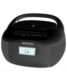 Riptunes Riptunes CD MP3 BOOMBOX with Bluetooth Aux-in USB, Phones jack, AC/DC Powered  Kosher with No Radio - Black