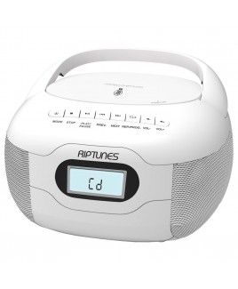 Riptunes Riptunes CD MP3 BOOMBOX with Bluetooth Aux-in USB, Phones jack, AC/DC Powered  Kosher with No Radio - White