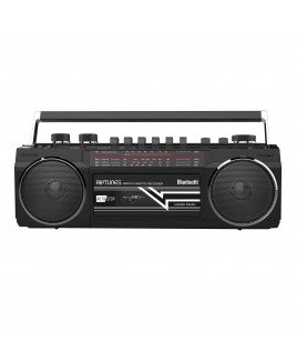 Riptunes Retro AM/FM/SW Radio + Cassette Boombox with Bluetooth and USB/SDHC Playback, Black