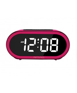 Riptunes 1.4-Inch Digital Alarm Clock w/ 5 Alarm Sounds - Pink