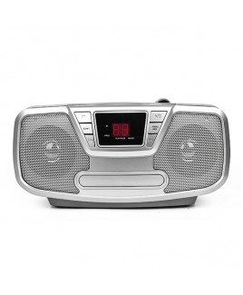 Riptunes Bluetooth Portable CD Boombox with AM/FM Radio, Silver