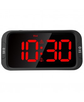 Riptunes Riptunes 1.4-inch Red Digit Alarm Clock with Dual Alarm Settings (WAS142K) - Black